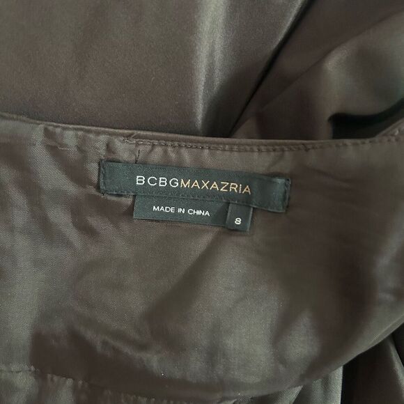 BCBG Maxazria Brown Halter Silk Bow Wrap Midi Dress 8 - Picture 6 of 7